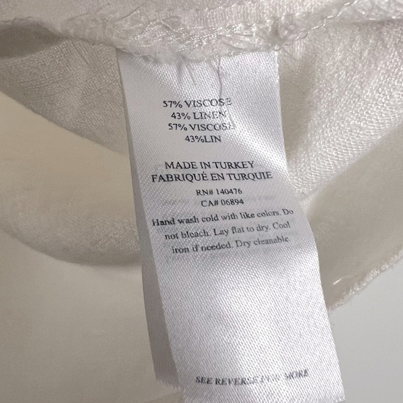 Faherty Naomi Romantic Soft Linen Blend Long Sleeve Poet Blouse Neutral Preppy - Picture 14 of 15
